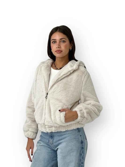 Fluffy Fur Jacket - Creamy - lumiabrand_