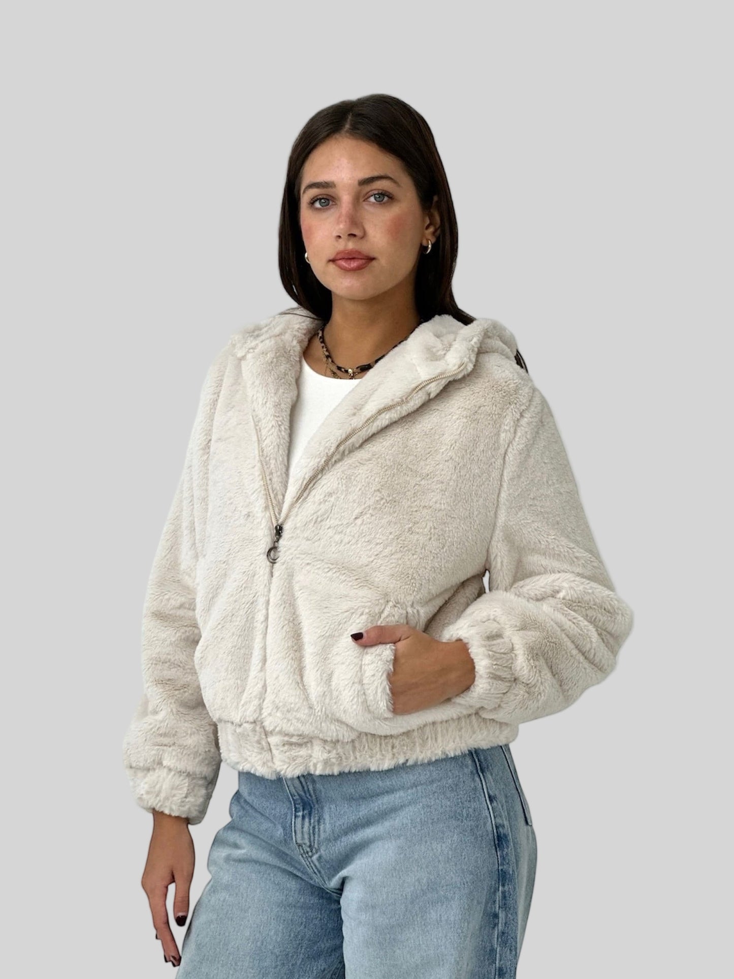 Fluffy Fur Jacket - Creamy
