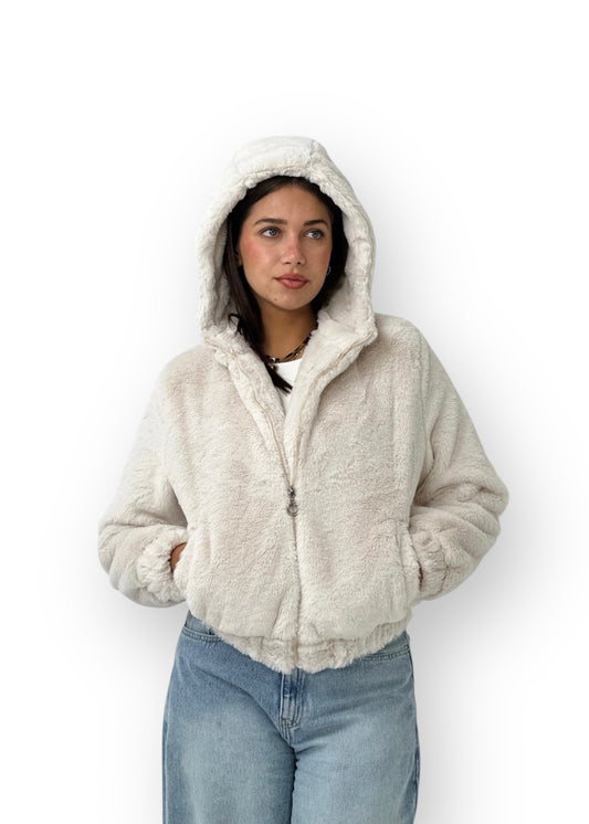 Fluffy Fur Jacket - Creamy - lumiabrand_
