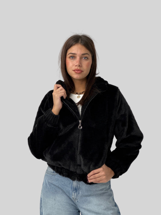 Fluffy Fur Jacket - Black