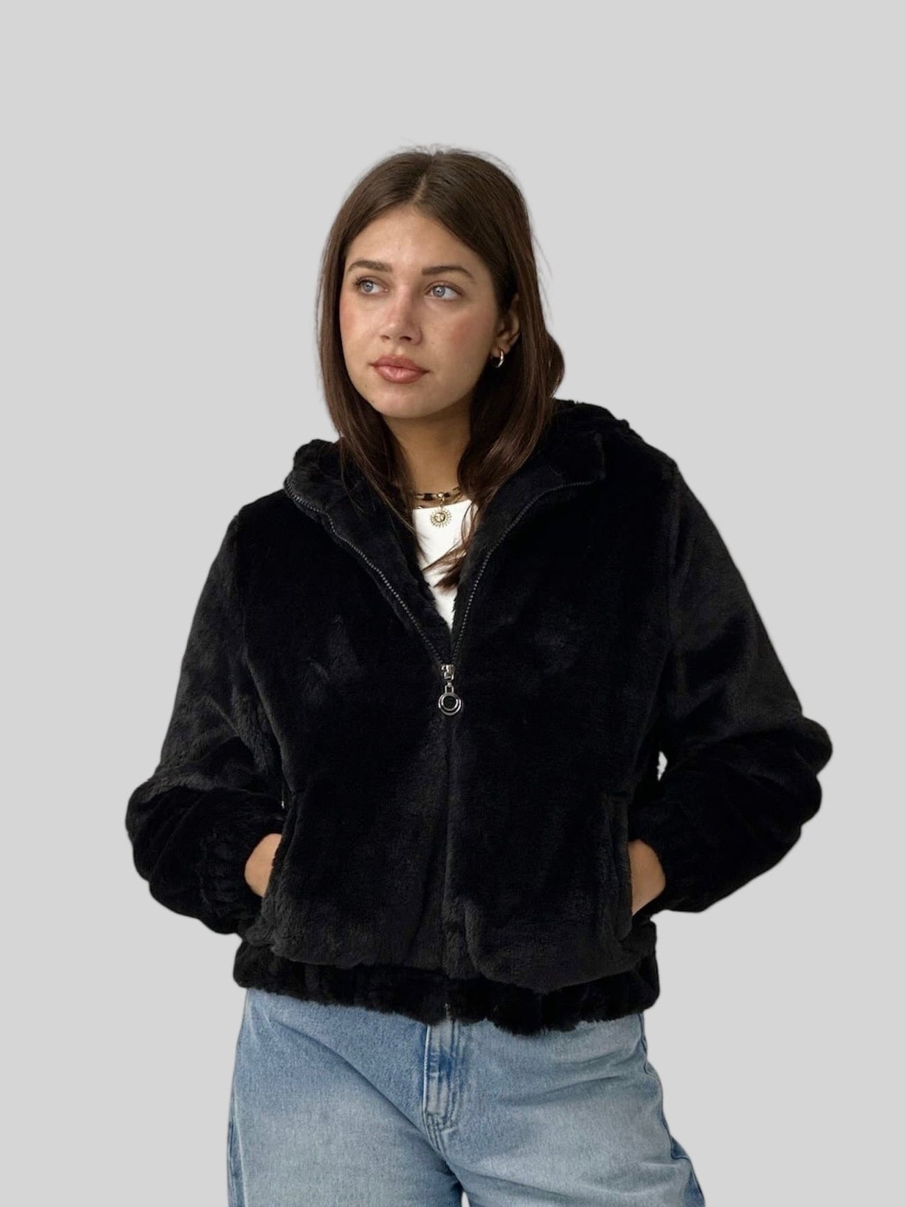 Fluffy Fur Jacket - Black